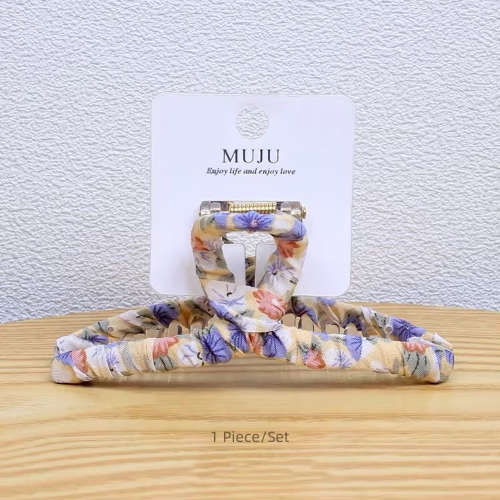 Floral Hair Clip - Cream and Purple